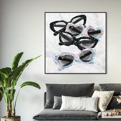 " Fashion And Glam Black Sunglasses Holo Fun Accessories " Painting Print