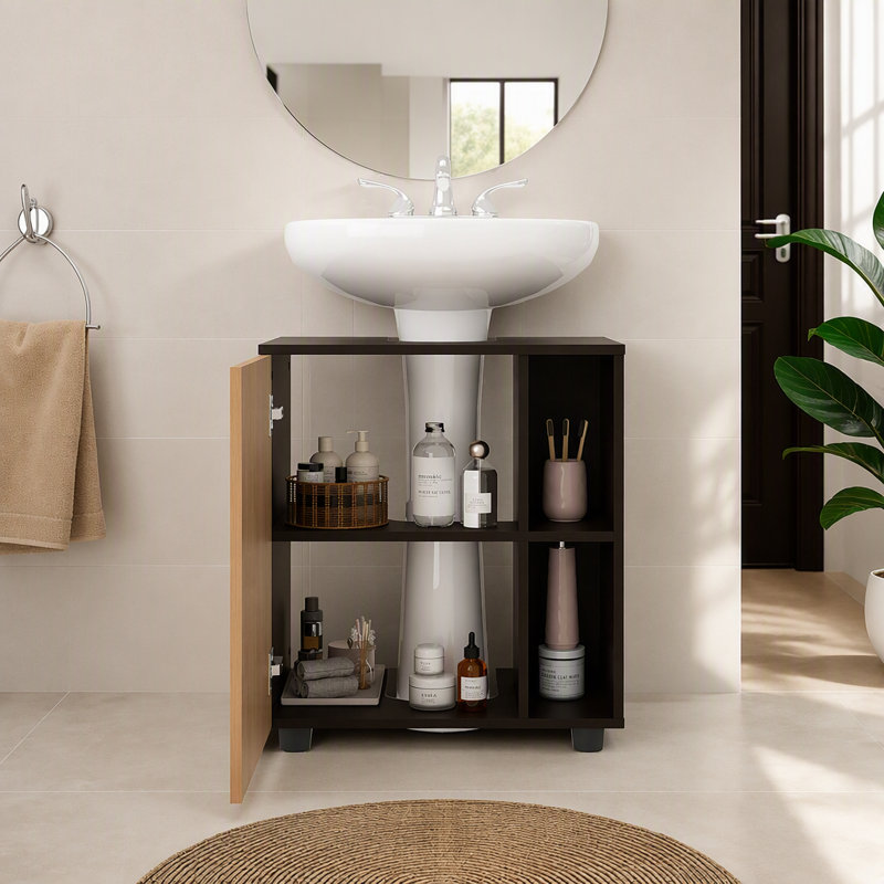 Armoire sur pied en wengé et chêne naturel à 1 porte