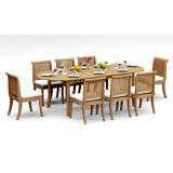 11 Pcs Grade-A Teak Wood Dining Set: 94" Double Extension Oval Table And 10 Giva Armless Chairs #11GV2200