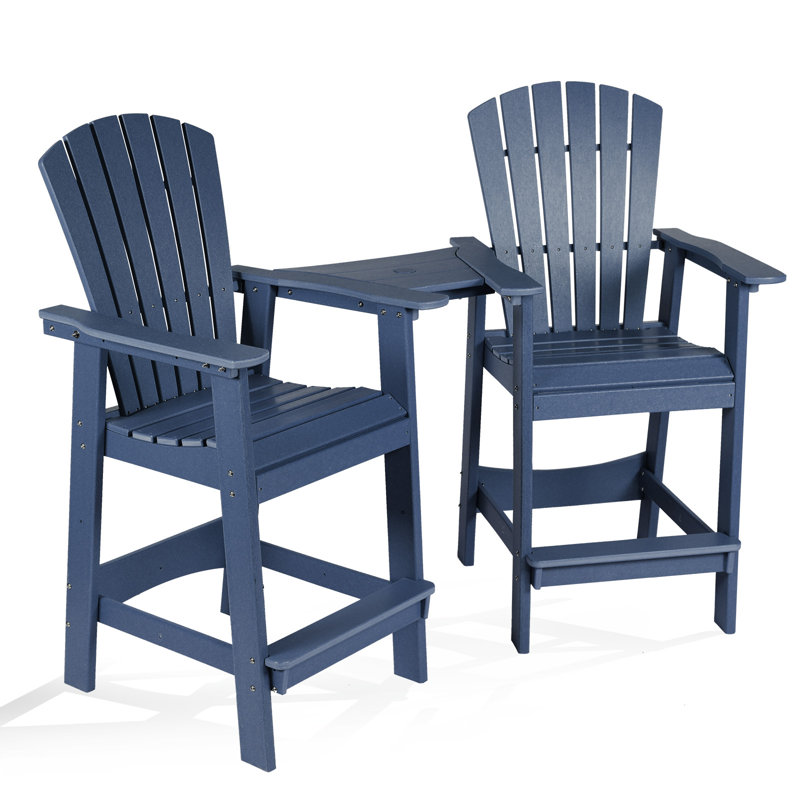 Chaise haute Adirondack avec table Cezalinda, Bleu marine