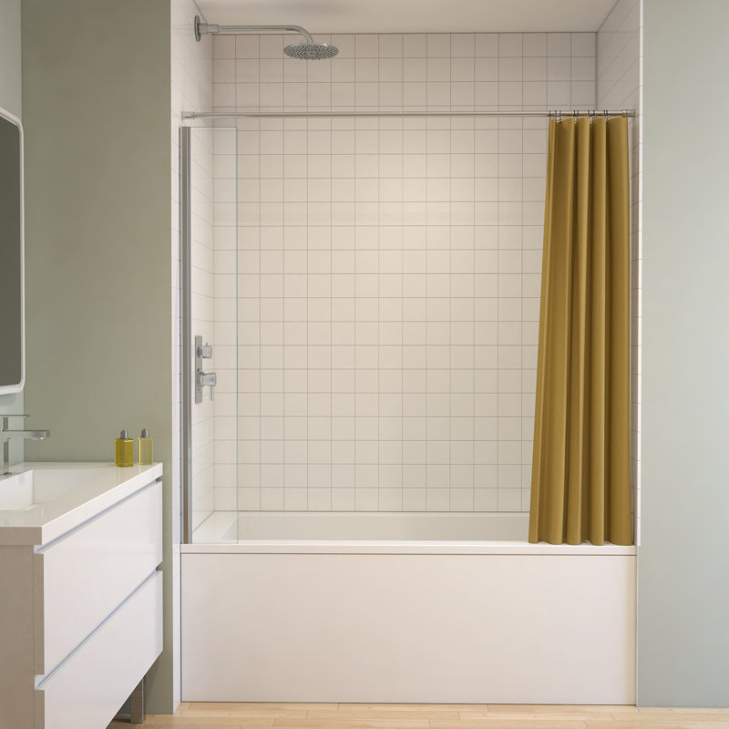 Splash Guard 7" W x 55" H Frameless Fixed Shower Panel with Clear Glass