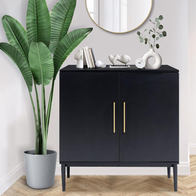 Modern Storage Cabinet, Free Standing Buffet Cabinet, Black Sideboard And Buffet Storage, Wood Accent Cabinet For Living Room, Hallway, Entryway, Dining Room, Bedroom (1, Black)