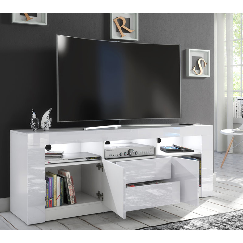 Clifton18 White TV Stand for TVs up to 70in with White LED Lights