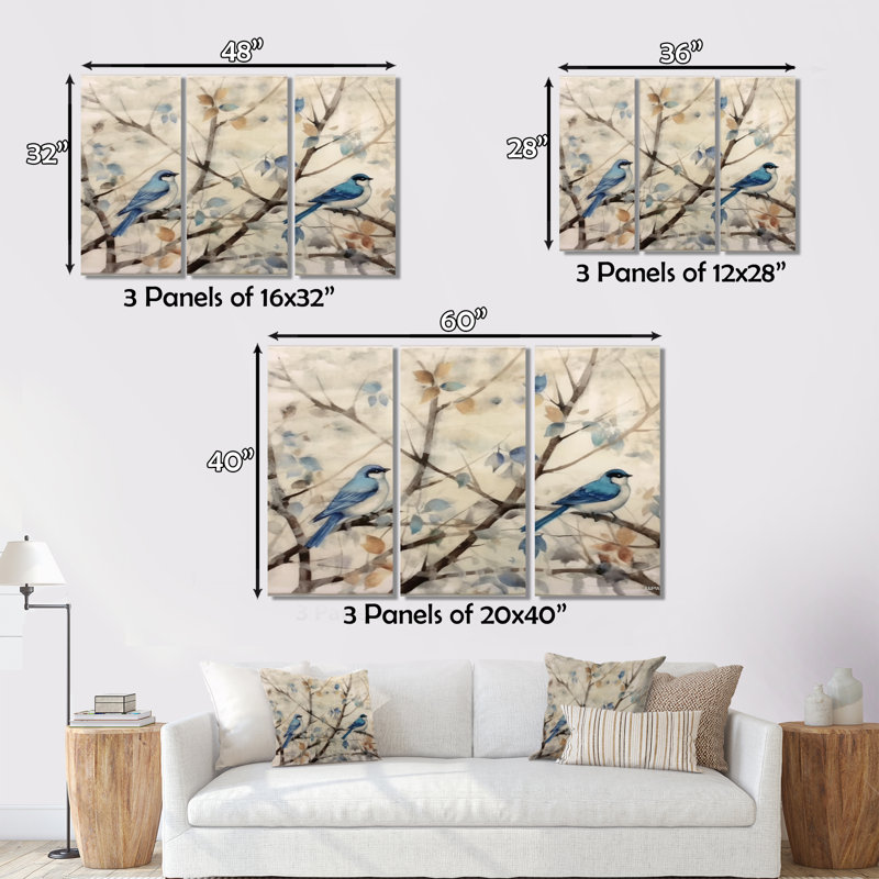 "Bluebird Serenade", art mural sur toile, H 28 po x l 36 po x P 1 po