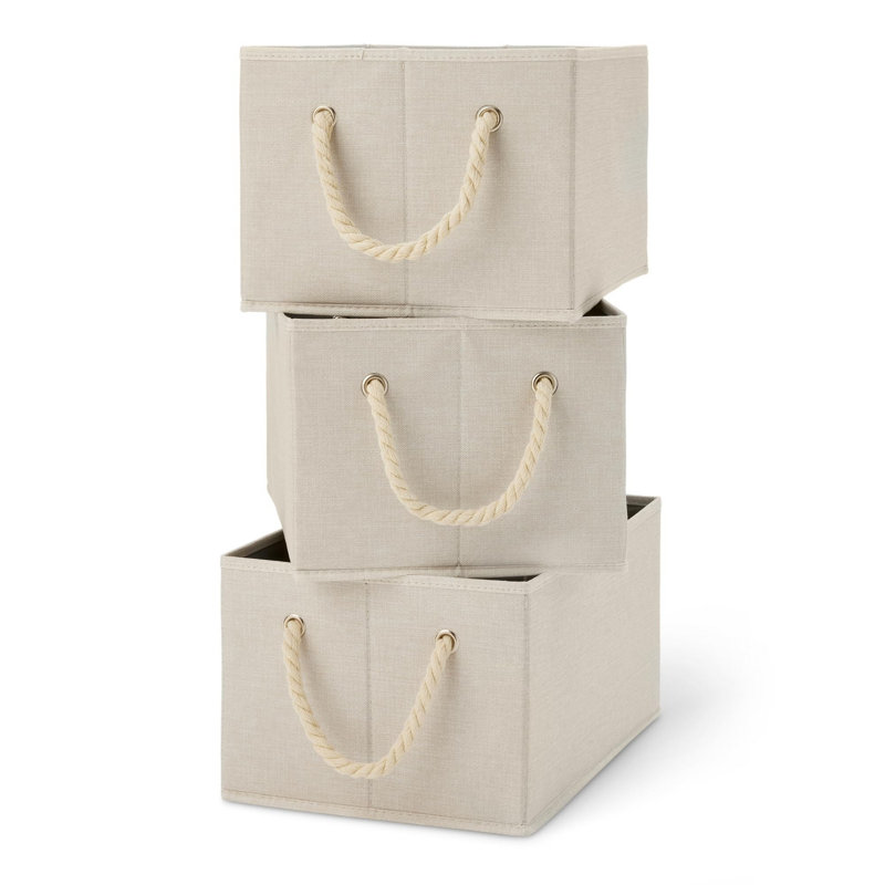 3 bacs de rangement pliables, Beige