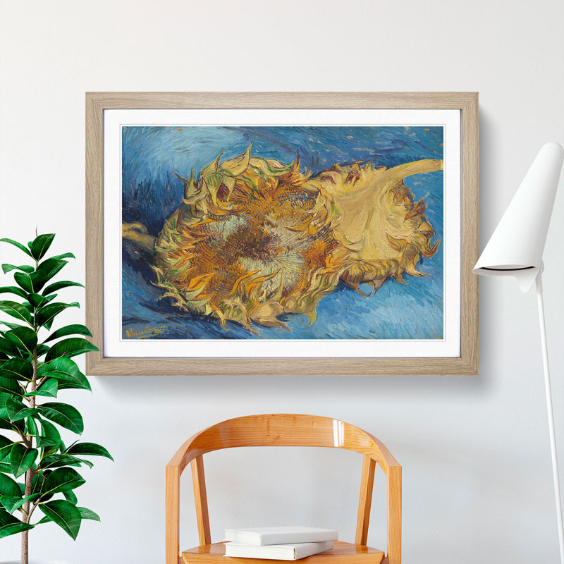 Sunflowers by Vincent Van Gogh - Picture Frame Painting, 48cm H x 65cm W x 2cm D, Oak Framed