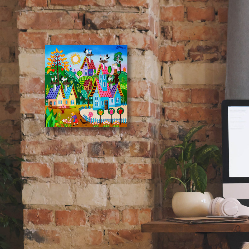  «Mustering Storkes» par Koday, art mural sur toile, 12 po x 12 po
