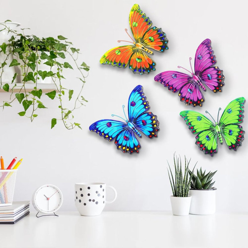 Décorations murales en forme de papillon, 4 pièces, décorations d'intérieur et d'extérieur