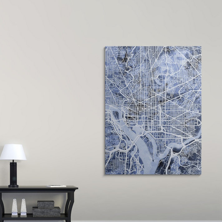«Washington DC Street Map» par Bellen, impression, H 16 po x l 12 po x P 1,5 po, Toile