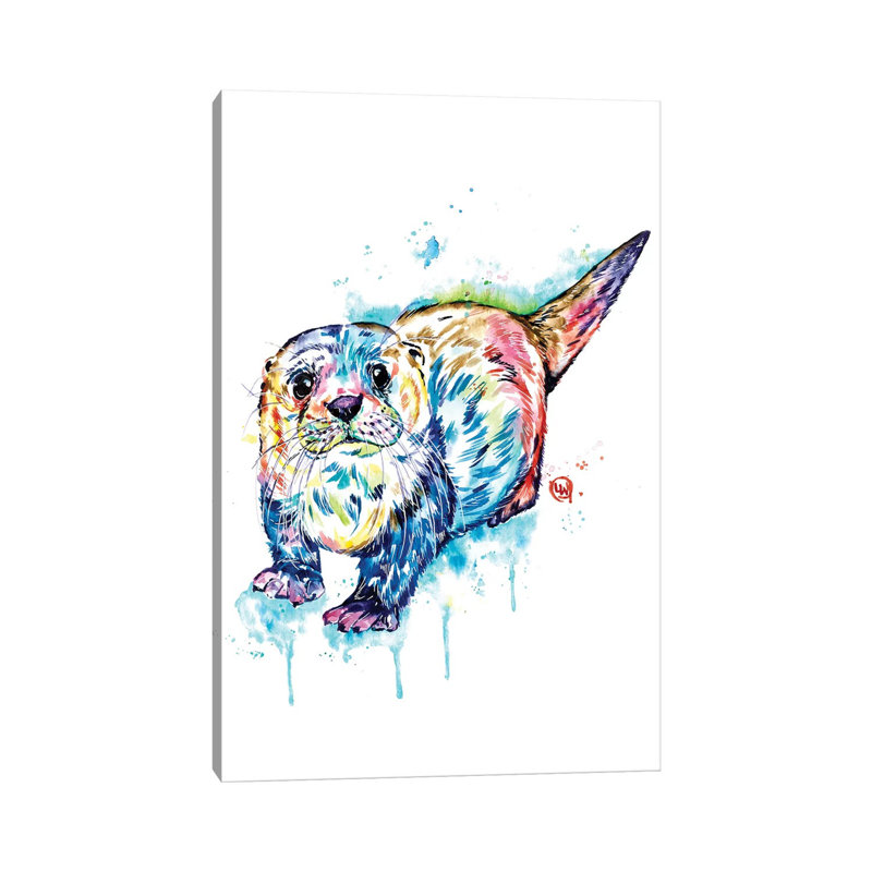 Adorable Otter by Lisa Whitehouse - Wrapped Canvas Painting, 30.48 cm H x 45.72 cm W