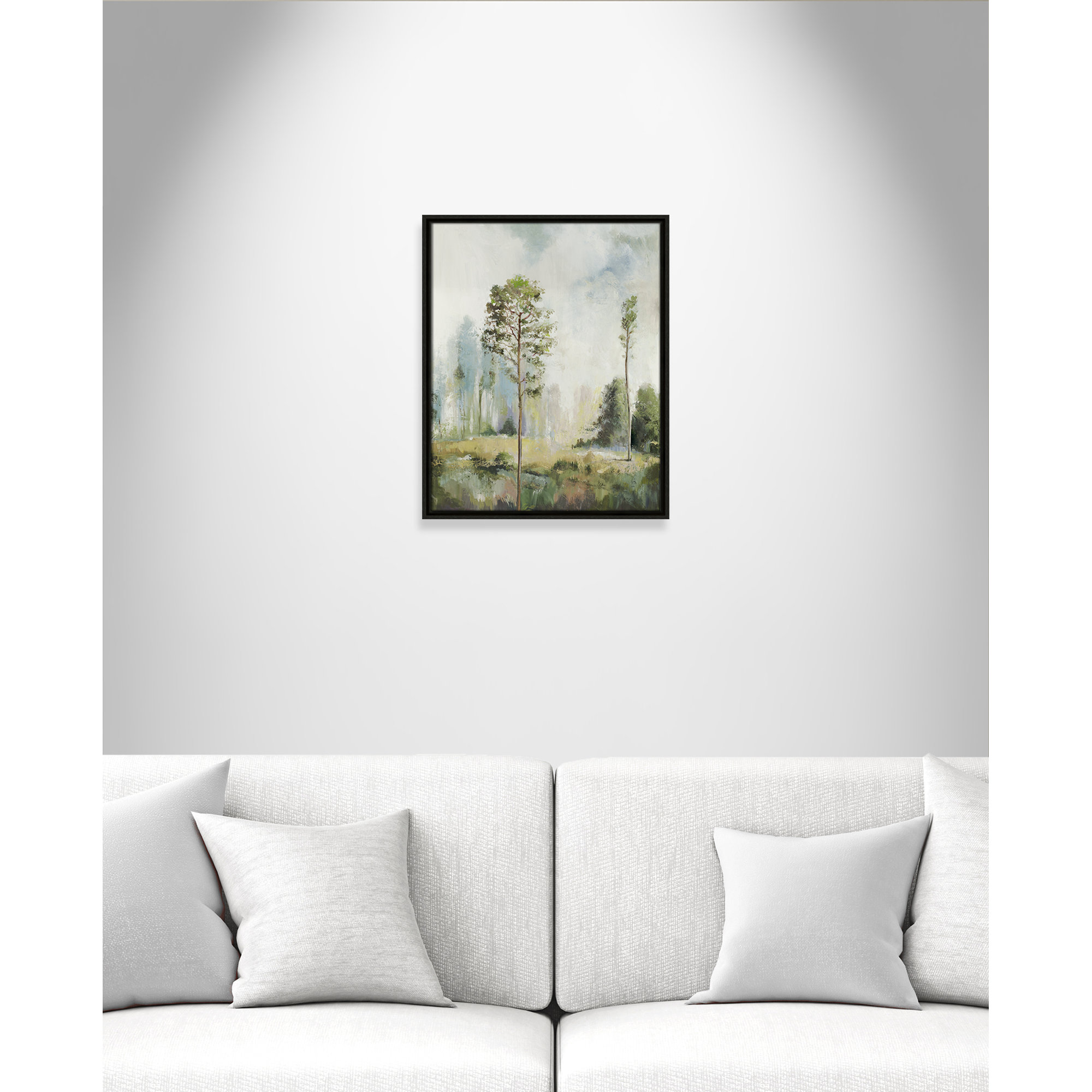 Tall Green Trees I by Teton Pearce - Floater Frame Print on Canvas, Espresso, 21.5" H x 17.5" W