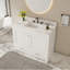 Ensemble de meuble-lavabo moderne 43 po avec plateau en fritté blanc Carrara, armoire de salle de bain multifonctionnelle avec portes et tiroir, structure solide et panneau de fibres à densité moyenne (trois trous de robinet)