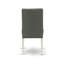 Ensemble de 5 pièces pour coin-repas pour 4 personnes comprenant une table de salle à manger ronde avec piédestal et 4 chaises de salle à manger Parsons en tissu gris, lin blanc-974126847-1060232974-974126844