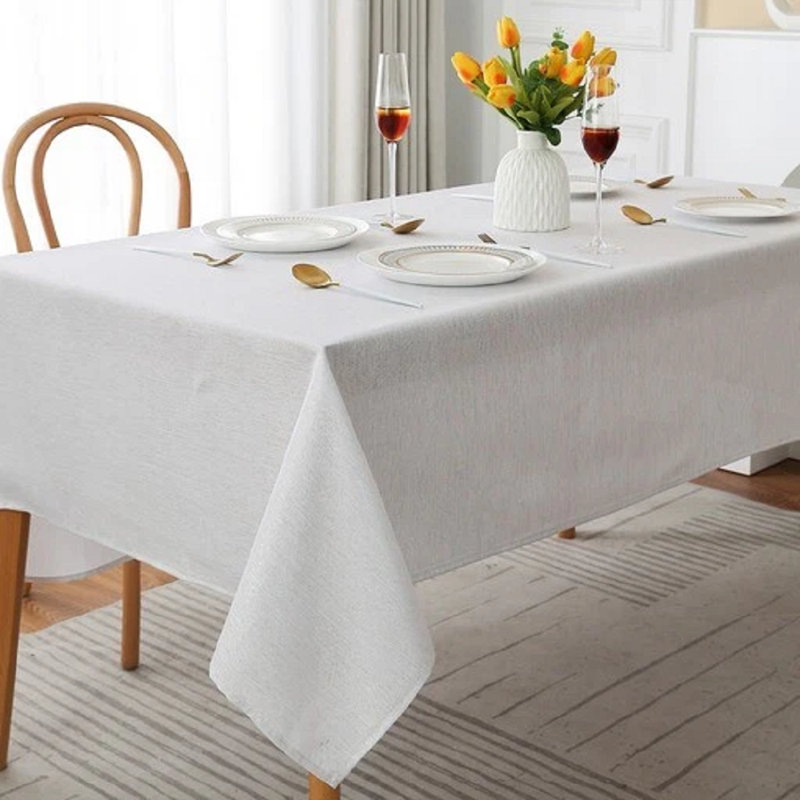 Gliter Table Cloth Round, White