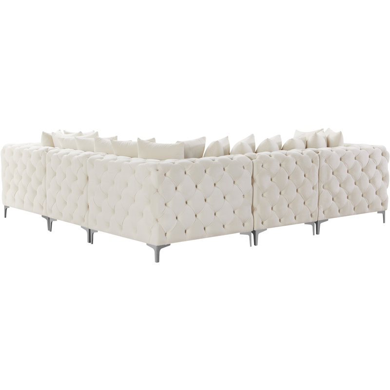 Canapé modulaire réversible en velours 108 po, Velours crème