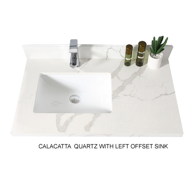 36 po X P 22 po Meuble-lavabo décalé à gauche D Aseelah, Calacatta, Blanc