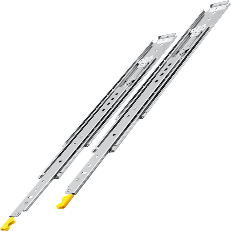 Glissière en métal pleine extension à fermeture latérale, H 0,75 po x l 80 po x P 3 po