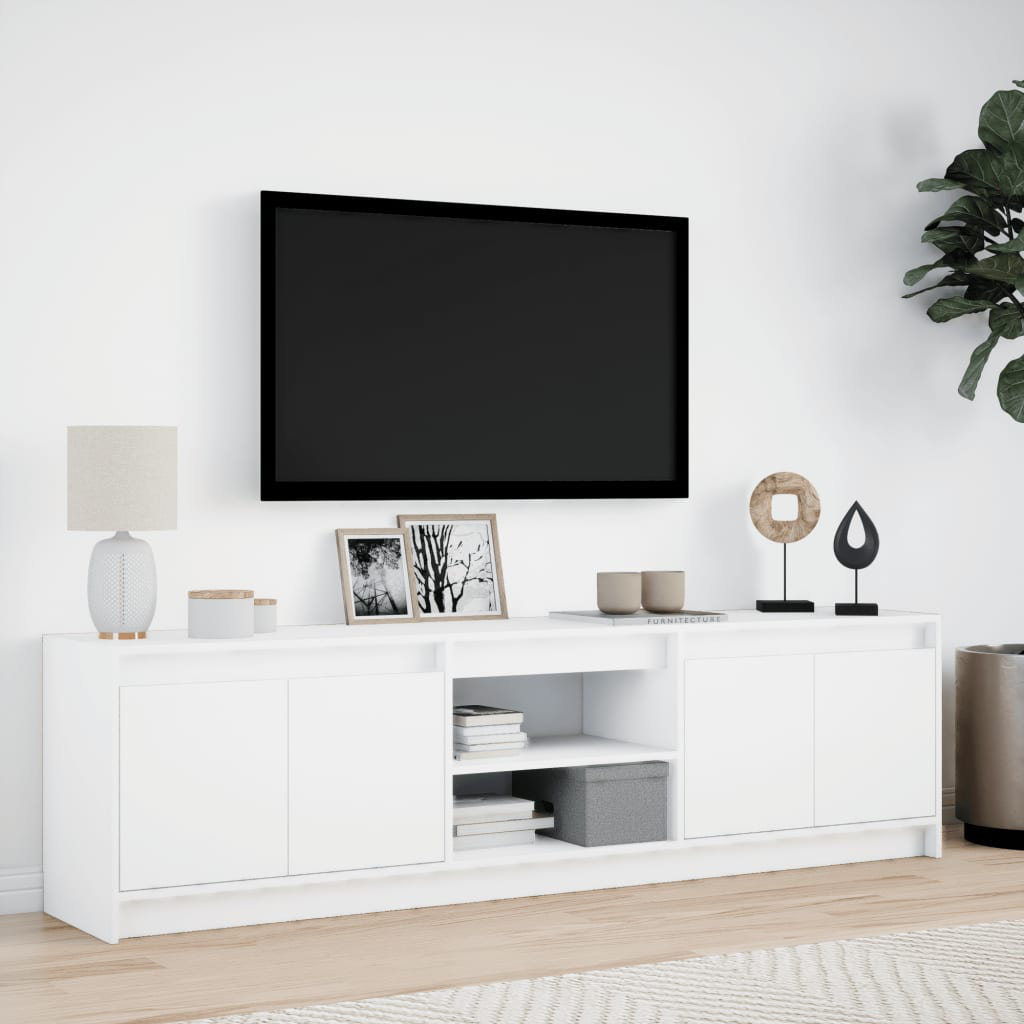VIDAXL Engineered Wood TV Cabinet with LED - White - 180x34x50 cm - Image 3