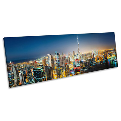 Dubai Skyline Cityscape - Wrapped Canvas Panoramic Art Prints
