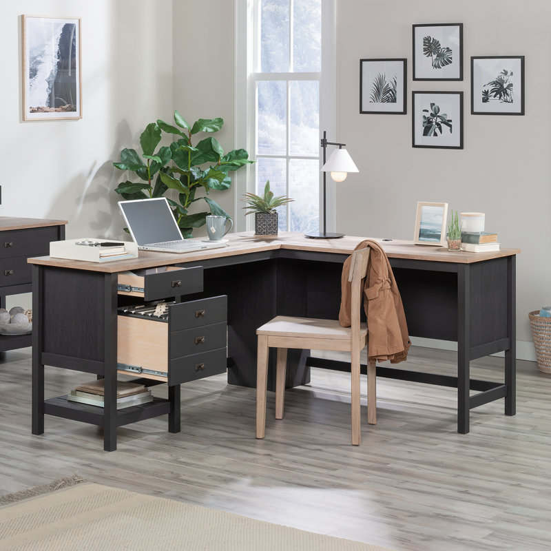 L-Shaped Executive Desk, Raven Oak