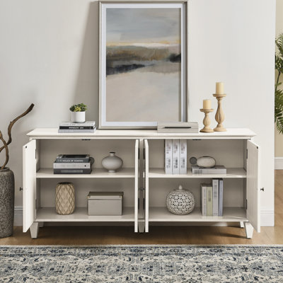65.2" Antique White Buffet, Classic Design, Smooth Surface, Spacious Compartments For Hunting Equipment Sideboard Cabinet, Modern Style, Construction,
