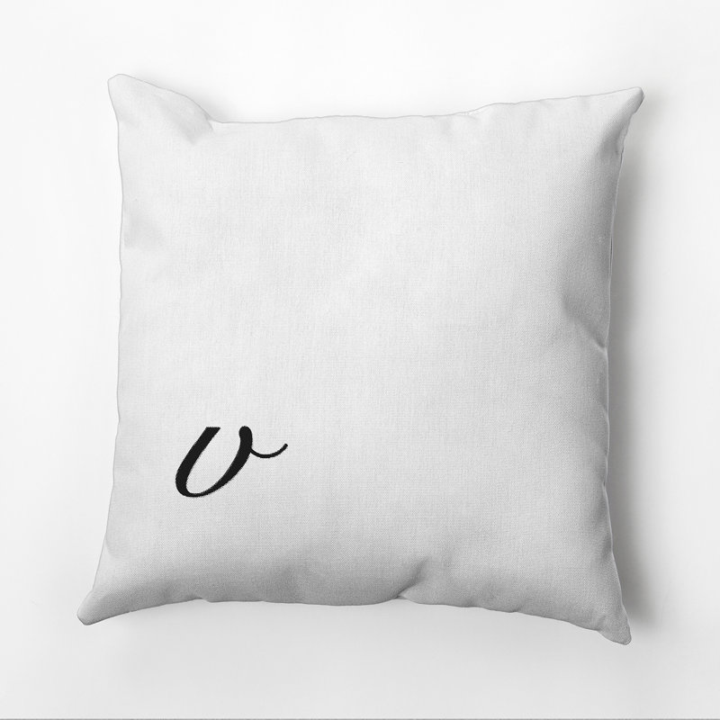 Monogram Design Collection Reversible Throw Pillow, Black, 20"x20", V