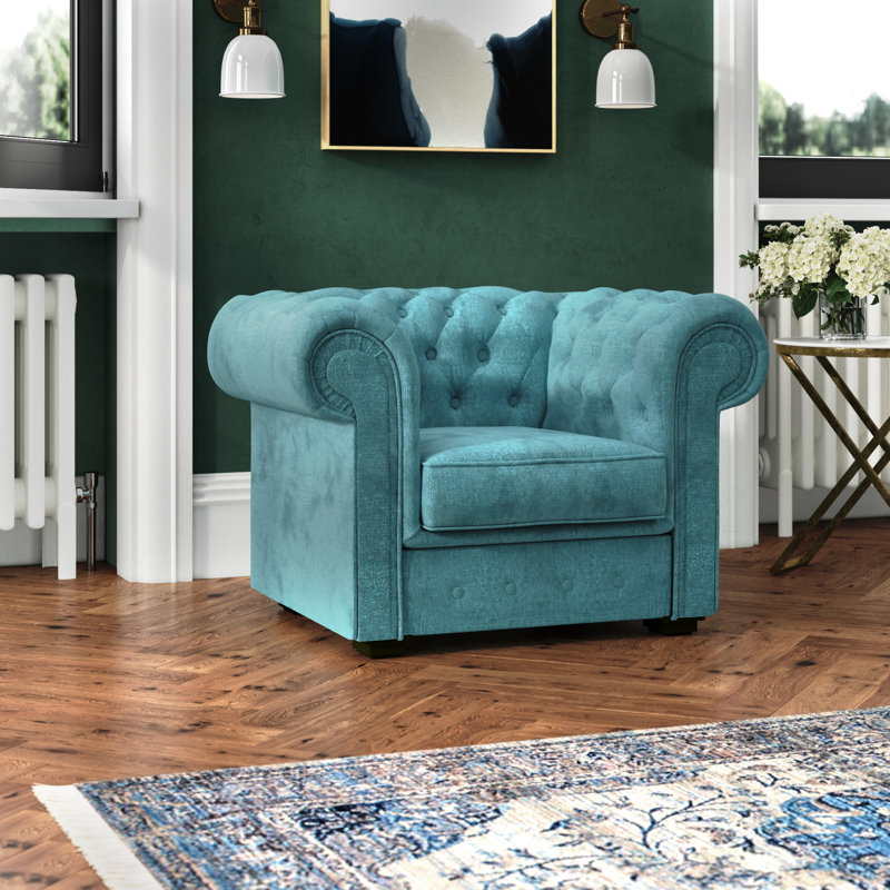 Allegra Upholstered Chesterfield Chair, Ocean