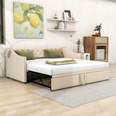 Versatile Twin Velvet Daybed with Twin Trundle