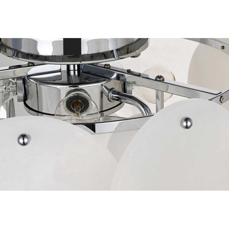 Maplewood 16 inch Alabaster Flush Mount in Chrome, 6 Lights, 11'' H X 11'' W X 16'' D, Chrome
