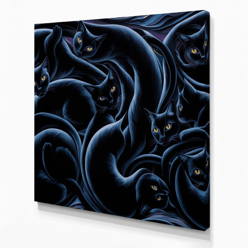 Halloween cats Grey Canvas Wall Art, 12" H x 12" W
