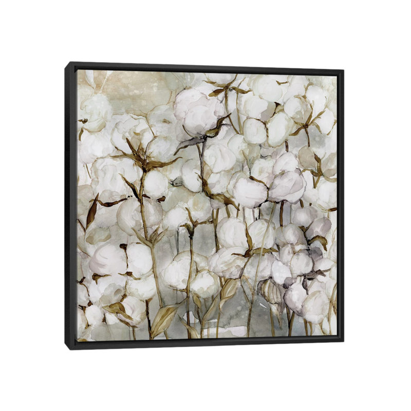 «Cotton Field», reproduction sur toile, H 18 po x l 18 po x P 1,5 po, Toile avec cadre noir, Pas de tapis