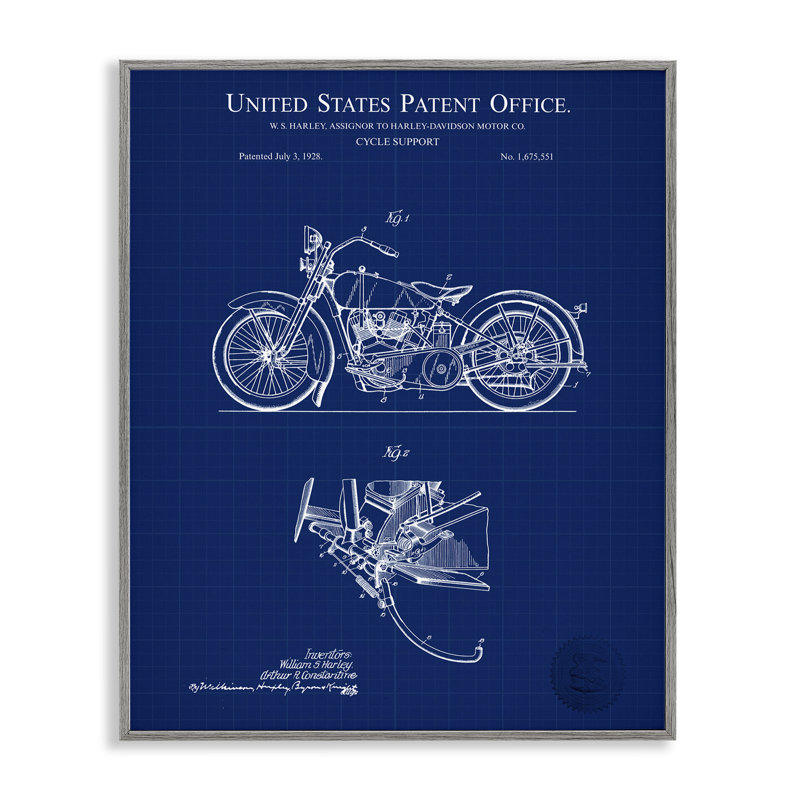 «Cycle Support Blueprint», art de la giclée encadrée par Karl Hronek, Estampe numérique Farmhouse, H 14 po x l 11 po