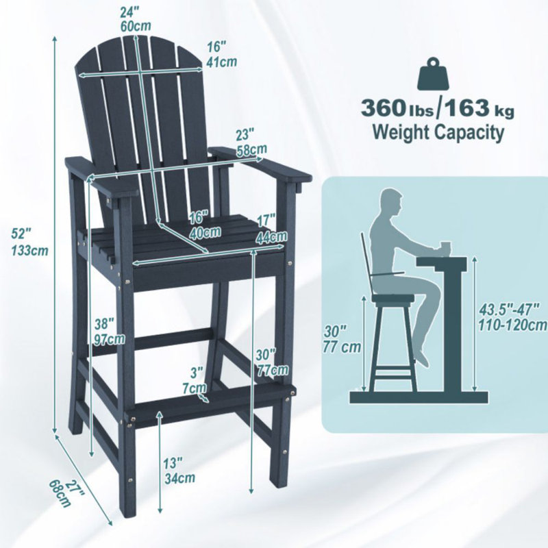 Tabouret de bar extérieur Beachcrest Home ™, Bleu marine