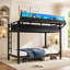 Lit superposé simple TG sur simple TG avec tablettes de rangement et ports USB-133702062