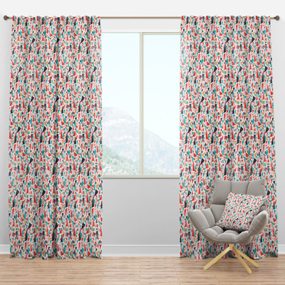 Retro Abstract Pattern Design II - Mid-Century Velvet Curtain - Room darkening - 1 panel