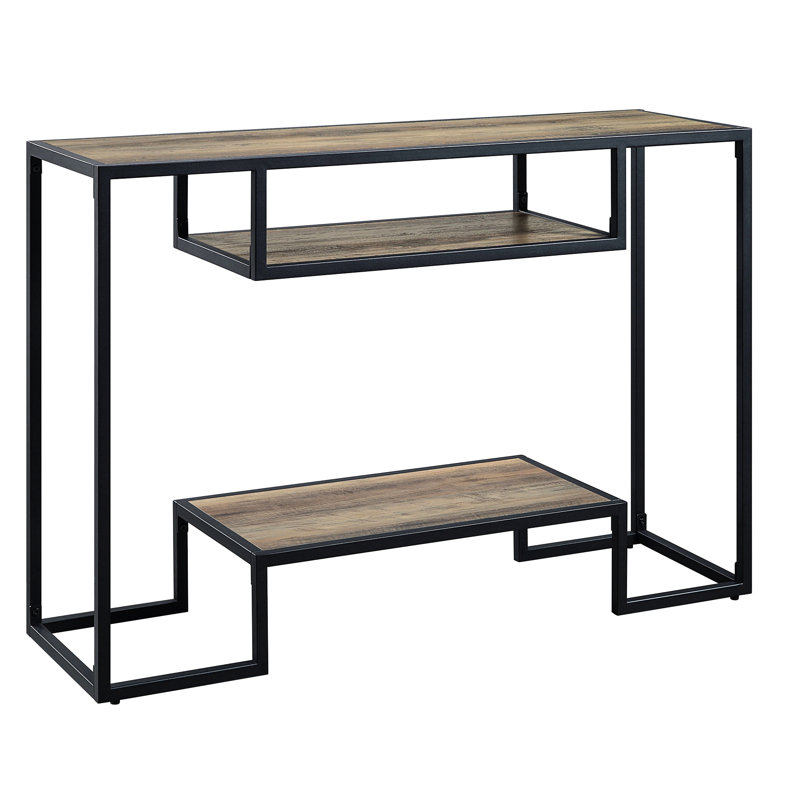 Rectangular Rustic Table In Oak And Black With Extra Storage - Industrial Look Versatile For Home Decor
