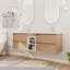 Meuble-lavabo mural double 60 po avec dessus de lavabo en céramique Jayliyah, meuble-lavabo flottant avec 4 tiroirs et 1 tablette réglable