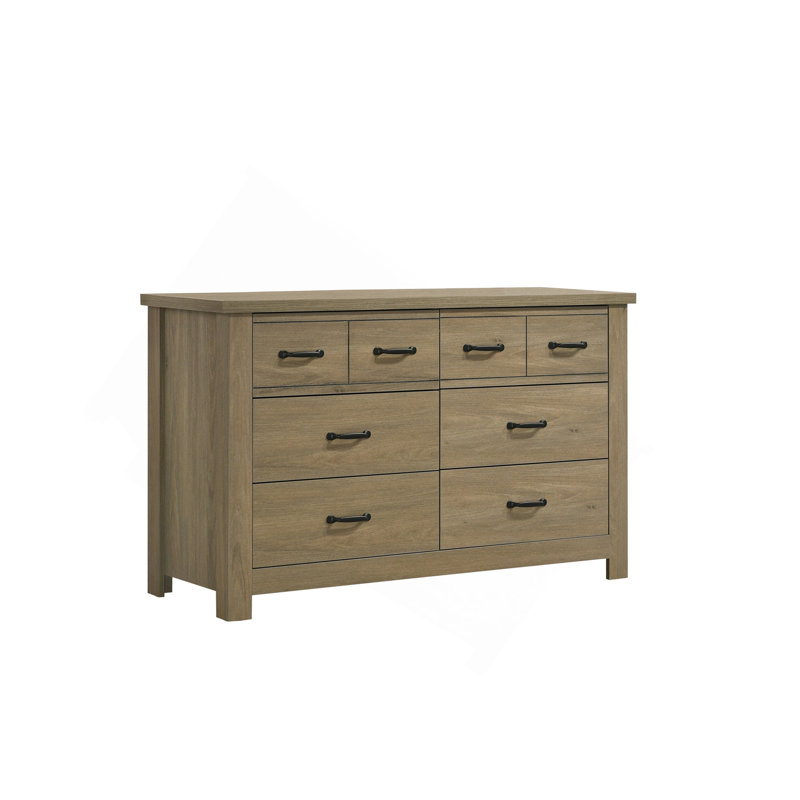 Commode 51 po avec 6 tiroirs et poignées noires Finn