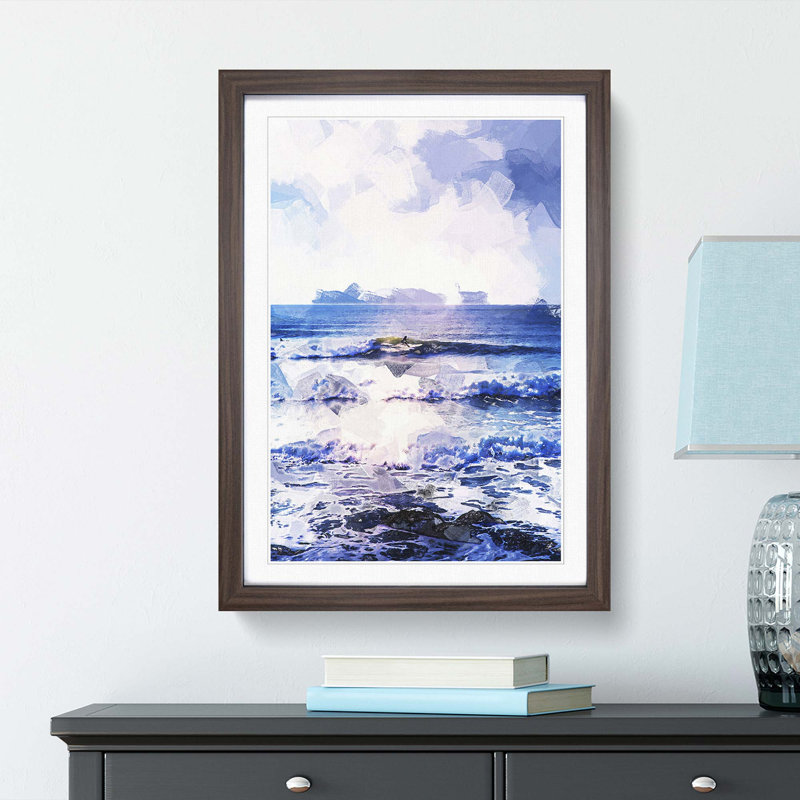 Surfing in Rhode Island in Abstract - Picture Frame Graphic Art Print, Walnut Framed, 87cm H x 62cm W x 2cm D