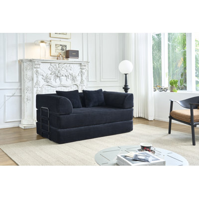Convertible Sleeper Sofa Bed, Corduroy Folding Mattress Couch with Fixed-Shape Frame, Floor Sofa Lounge Couch Boneless Sofa for Living Room Bedroom