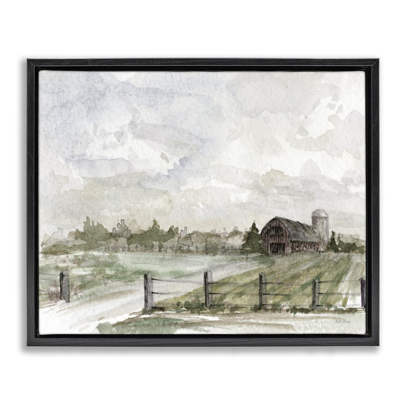 «Rustic Barn & Fence» par Patti Bishop, Cadre flottant noir de jais, H 17 po x l 21 po