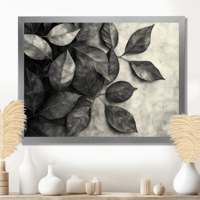 «Gray Rustling Autumn Leaves I» - art mural feuilles