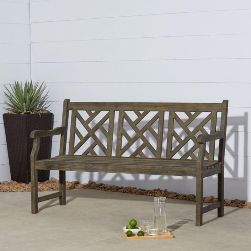 Banc d'extérieur en bois d'acacia Manchester, Gris incorrect