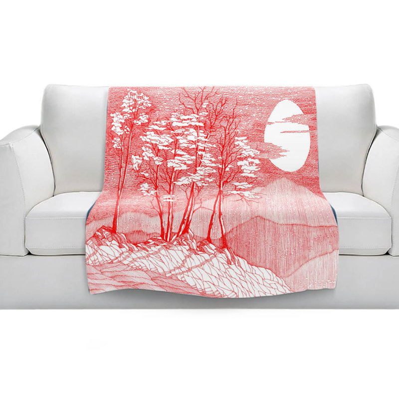 Couverture sherpa doux à la lune rouge, l 51 po x L 60 po