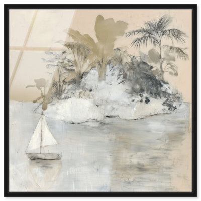 Marée silencieuse I, impression acrylique encadrée, décor côtier vintage par Art Remedy, cadre noir, 20 x 20