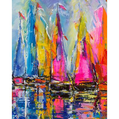 Sails of Colour, limited edition embellished giclee on canvas by Duaiv, 31x25