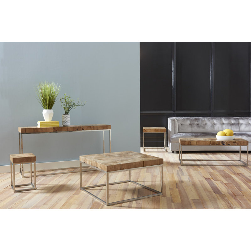 Teak Puzzle Frame End Table