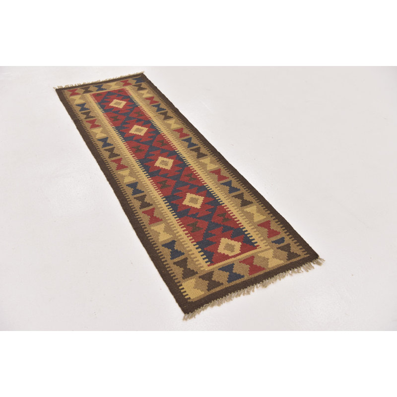 Tapis de la zone en laine de couloir 2 pi x 6 pi 3 po one-of-kind-noué la à la main Lorain