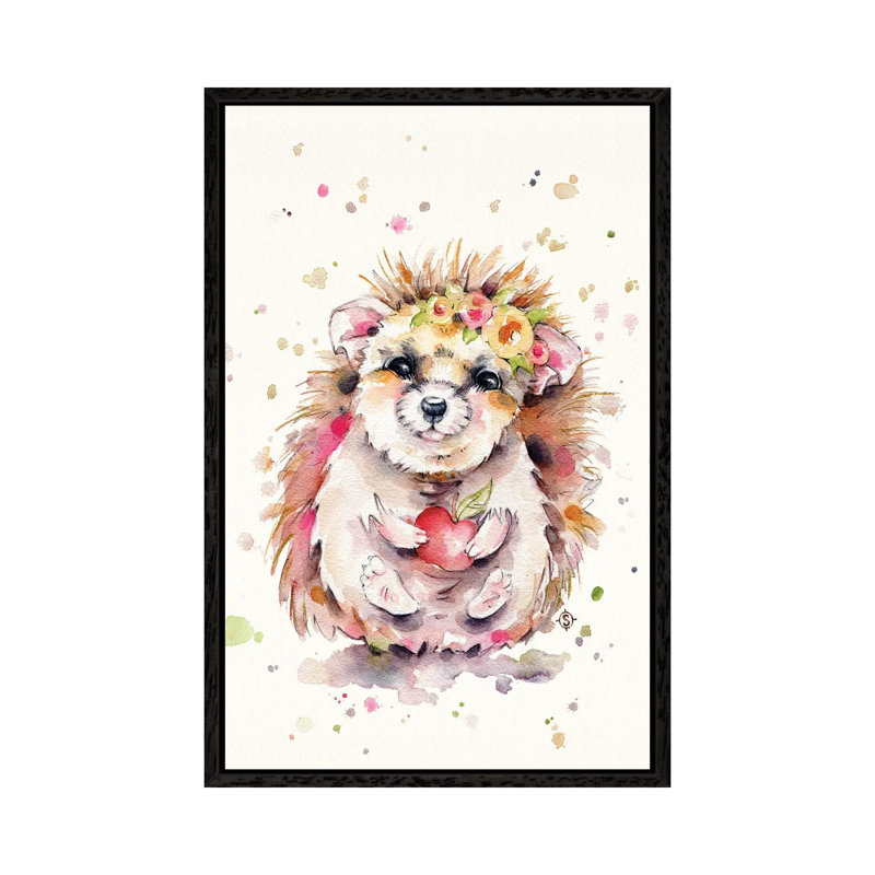 Sweet Hedgehog by Sillier Than Sally - Print on Canvas, Black Framed, 66.04 cm H x 45.72 cm W