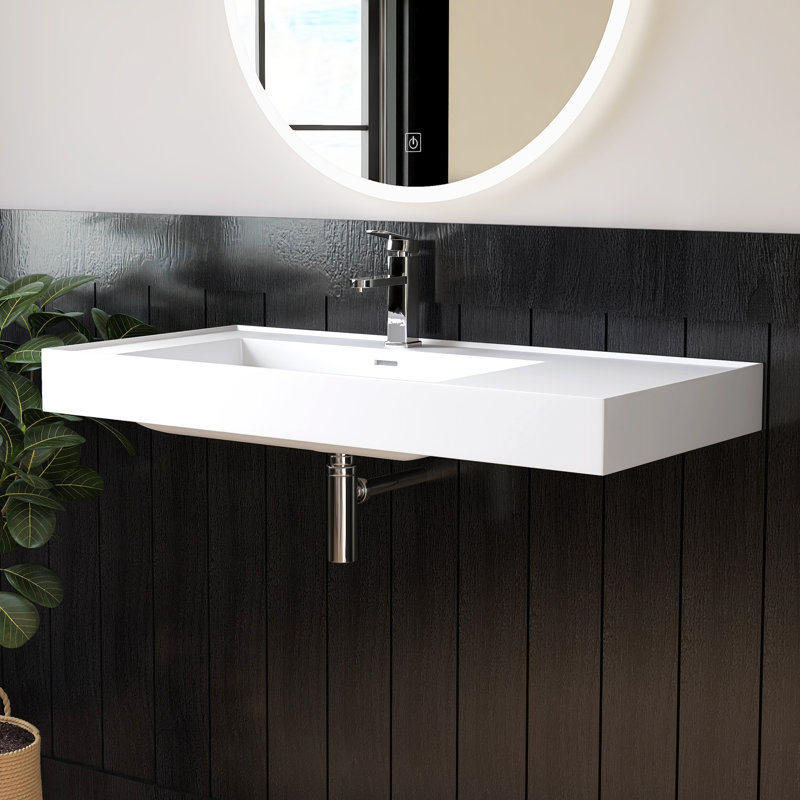 Lavabo de salle de bain mural vasque de salle de bain 39 po Medunjess